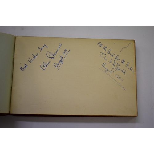 566 - AUTOGRAPH ALBUM: small autograph album, inc. 2 x postcards of The Goodies, signed by each membe... 