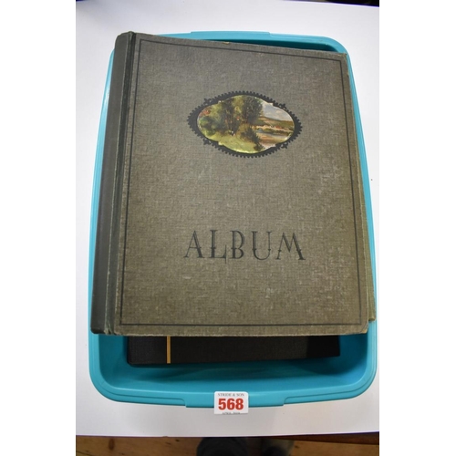 568 - POSTCARD ALBUMS: group of three albums, mixed contents, largely earlier c20 topography and nove... 