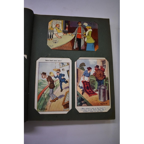 568 - POSTCARD ALBUMS: group of three albums, mixed contents, largely earlier c20 topography and nove... 