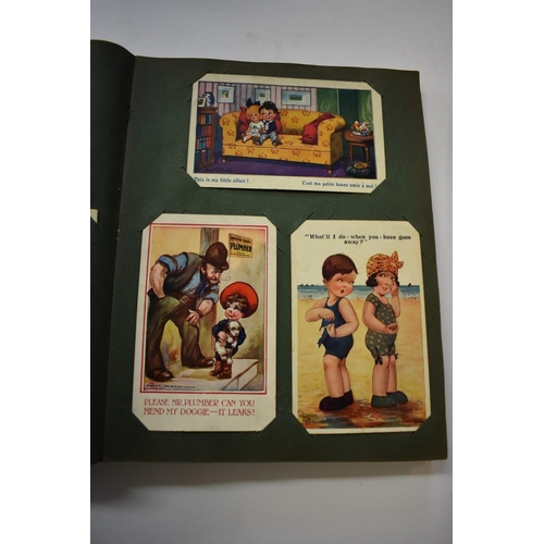 568 - POSTCARD ALBUMS: group of three albums, mixed contents, largely earlier c20 topography and nove... 