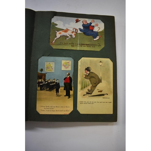 568 - POSTCARD ALBUMS: group of three albums, mixed contents, largely earlier c20 topography and nove... 