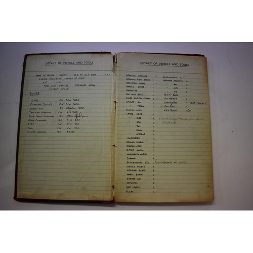 574 - PORTSMOUTH CITY FIRE BRIGADE: vehicle log of Portsmouth City Fire Brigade, late 1950s-early 60s, dai... 