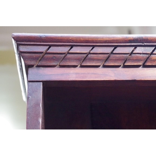 1119 - An 18th century oak dresser base, with geometrically moulded frieze drawers above reel turned legs j... 