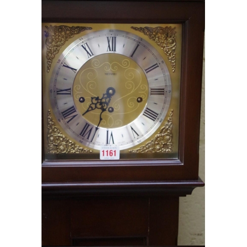 1161 - A reproduction Metamec mahogany small longcase clock, 153cm high, with pendulum. ... 