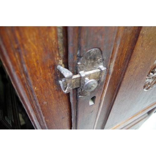 1165 - An 18th century Continental panelled oak single door cupboard, 80cm wide. ... 