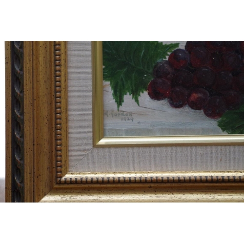 1174 - G Gordon, still life of fruit, a pair, each signed and dated 1929, oil on board, 16.5 x 25cm. ... 