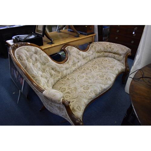 1736 - A Victorian carved walnut frame chaise longue.  