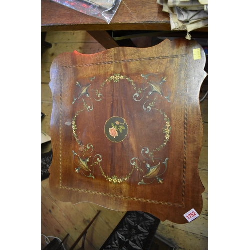 1752 - An Edwardian mahogany and painted occasional table, 46cm wide. 