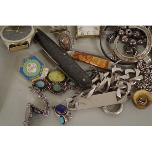 208 - A selection of silver and other jewellery; together with a quantity of modern wristwatches.... 