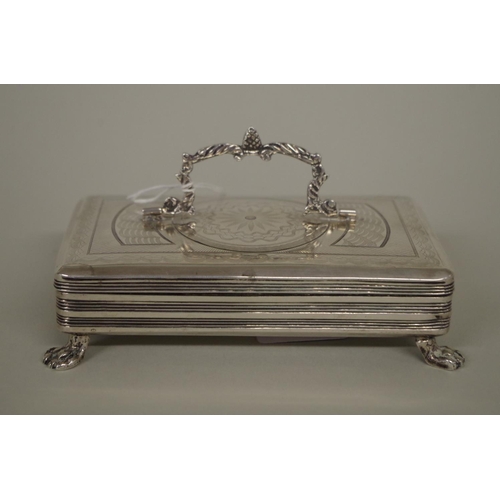 25 - A French silver velvet lined jewel casket, having engine turned decoration, 12 x 7.5cm.... 