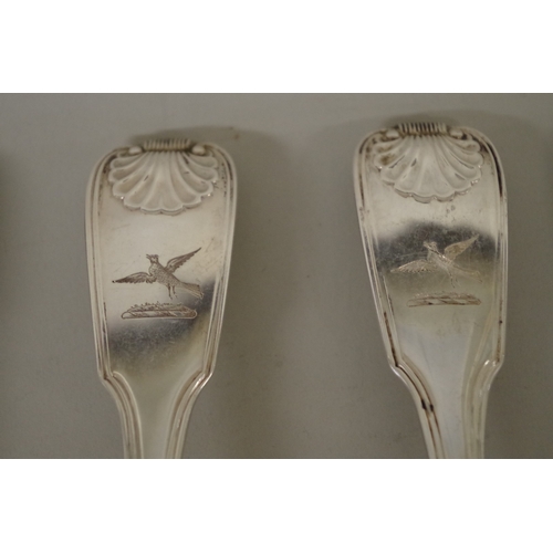 73 - Twelve George lll silver fiddle shell and thread pattern tablespoons, by William Chawner, London 181... 