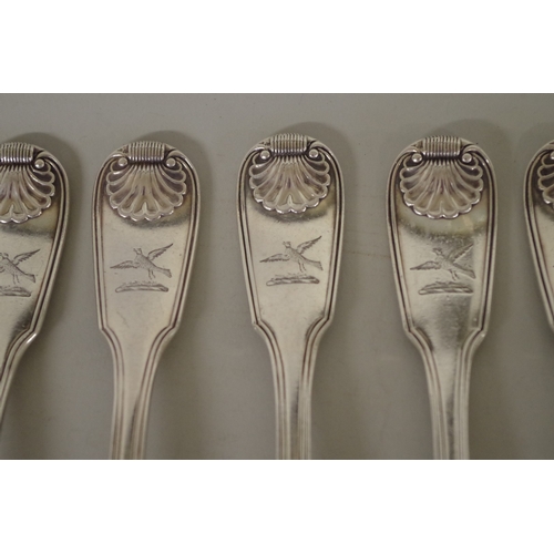 74 - Twelve George lll silver fiddle shell and thread pattern table forks, by William Chawner, London 181... 