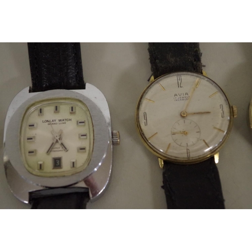 278 - Five various gentlemans wristwatches, to include Lonlay Grand Lux; a Rytima Deluxe; and a Ruhla.... 