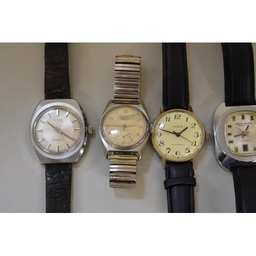 278 - Five various gentlemans wristwatches, to include Lonlay Grand Lux; a Rytima Deluxe; and a Ruhla.... 