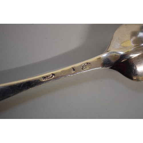 63 - A Victorian silver Hanovarian rat tail pattern tablespoon, by Marshall & Sons, Edinburgh 1889; t... 