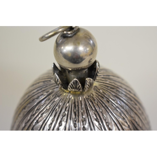 72 - An Italian white metal hanging censer, stamped with the Papal States Coat of Arms, 21cm; together wi... 