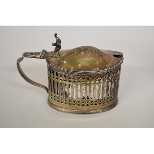 79 - A small collection of silver and metal items, to include: a toast rack; a mustard; a fob watch; and ... 