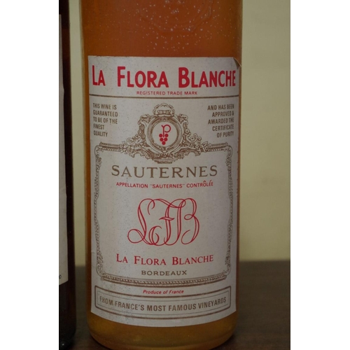 528 - Four various bottles of dessert wine, comprising: La Flora Blanche Sauternes; Est Est Est di Montefi... 