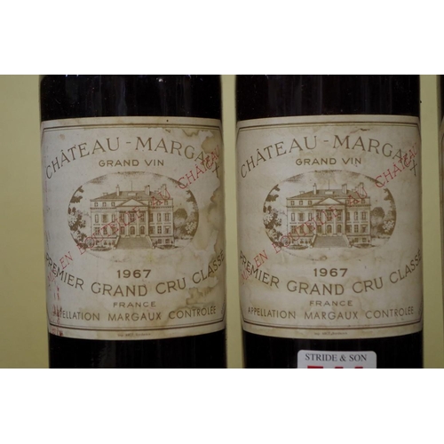 544 - Four 75cl bottles of Chateau Margeaux 1967. (4)