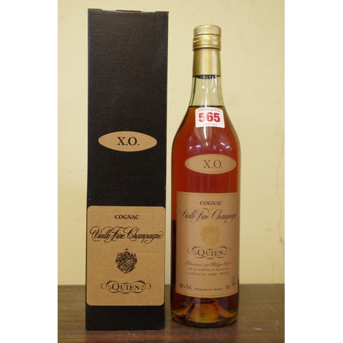 565 - A 70cl bottle of Quien Vieille Fine Champagne XO cognac, in card box.