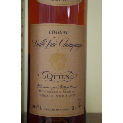 565 - A 70cl bottle of Quien Vieille Fine Champagne XO cognac, in card box.