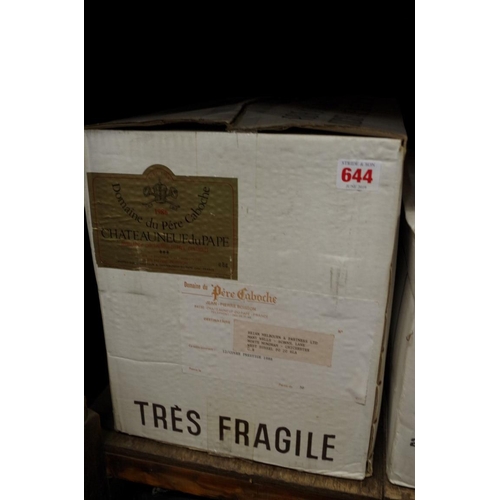 644 - A case of twelve 75cl bottles of Chateauneuf-du-Pape  Pere Caboche, 1986, in oc. (12)PLEASE NOTE: AD... 