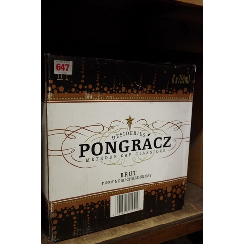 647 - A case of six 75cl bottles of Pongracz sparkling pinot noir/chardonnay, in oc.