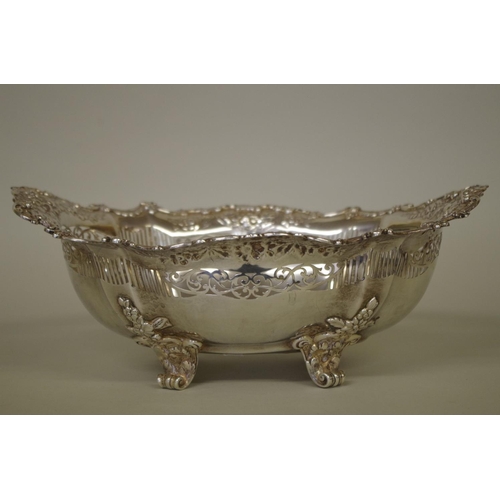 26 - An impressive sterling silver oval pierced fruit bowl, 33.5 x 23.5cm.... 