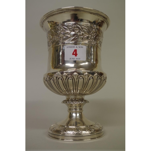 4 - A George IV silver pedestal vase, by Rebecca Eames & Edward Barnard l, London 1821, 18cm high, 4... 