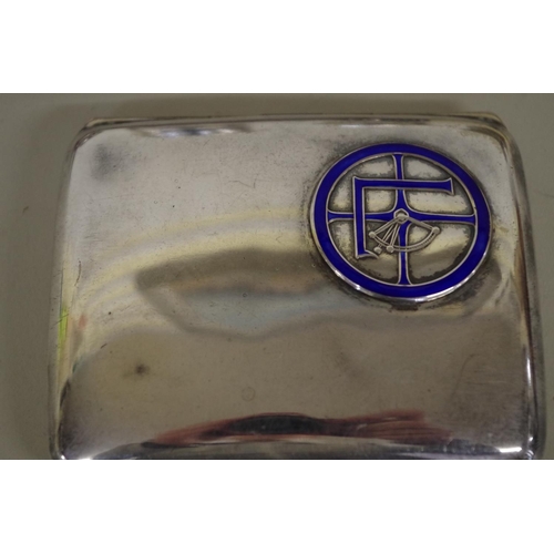 96 - A cigarette case with blue enamel decoration; together with a small quantity of silver, sterling and... 