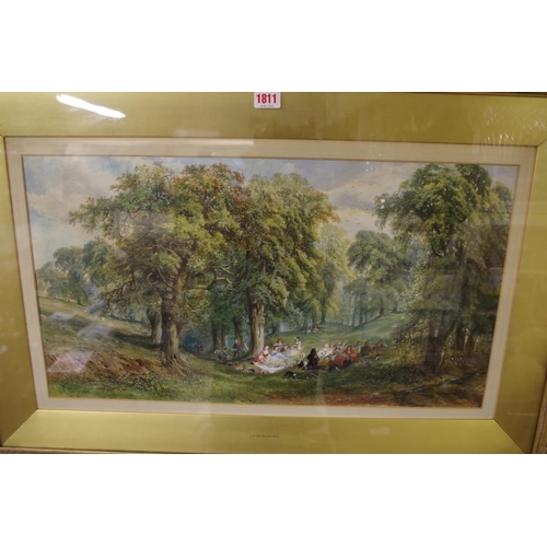 1602 - J E Buckley, 'The Picnic'; 'Returning Home', a pair, each signed and dated 1871, watercolour an... 