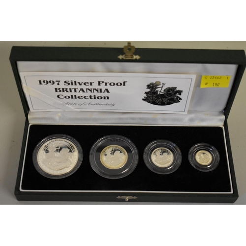 193 - Coins: a cased silver proof Britannia 1997 four coin set.