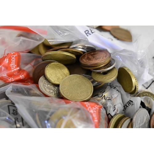 198 - Coins: a quantity of British and world coins, including some banknotes.