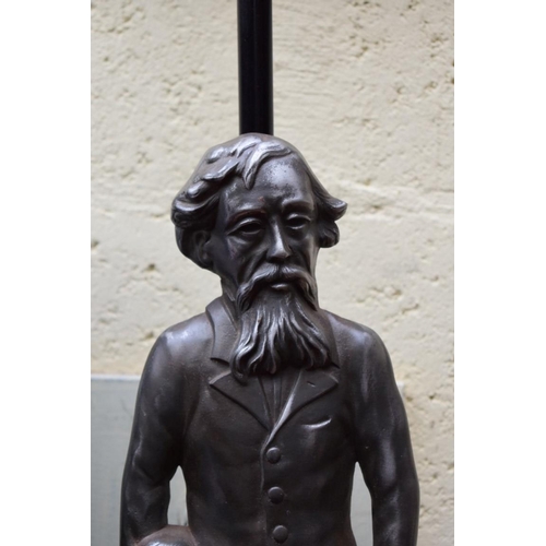 1193 - A Banksway cast iron Charles Dickens and Oliver Twist table lamp, the figures 40cm.