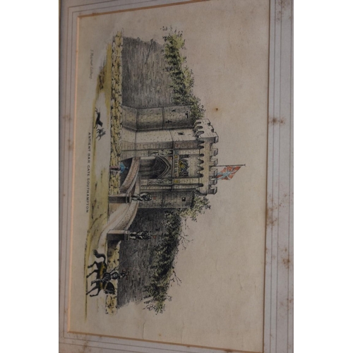 1202 - A collection of pictures & prints, to include a watercolour of 'Chateau D'Arquis, attributed to ... 