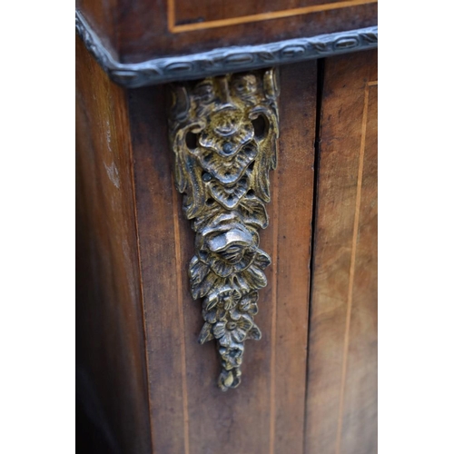 1211 - A late Victorian walnut and inlaid pier cabinet, 76cm wide. 