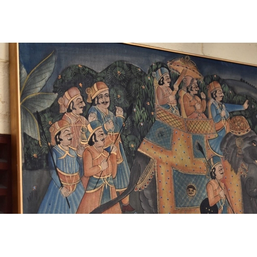 1289 - Indian School, a procession of figures, painted on fabric, 36.5 x 113cm. 