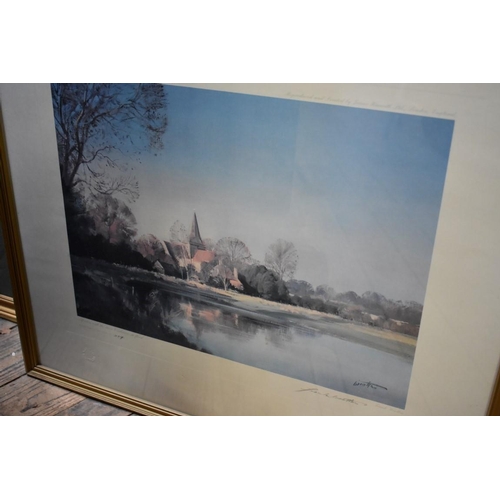 1349 - Frank Wootton, 'Thames Barges at Pin Mill', signed in pencil, colour print, pl.47 x 61cm; together w... 