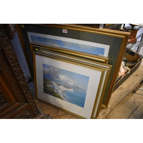 1349 - Frank Wootton, 'Thames Barges at Pin Mill', signed in pencil, colour print, pl.47 x 61cm; together w... 