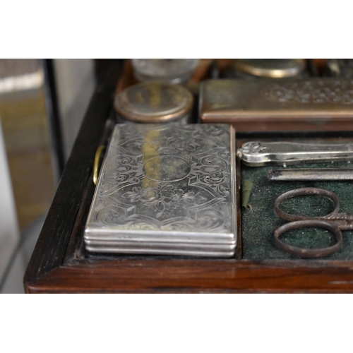 1355 - A Victorian rosewood toilet box, with electroplate mounted fittings, 30.5cm wide.