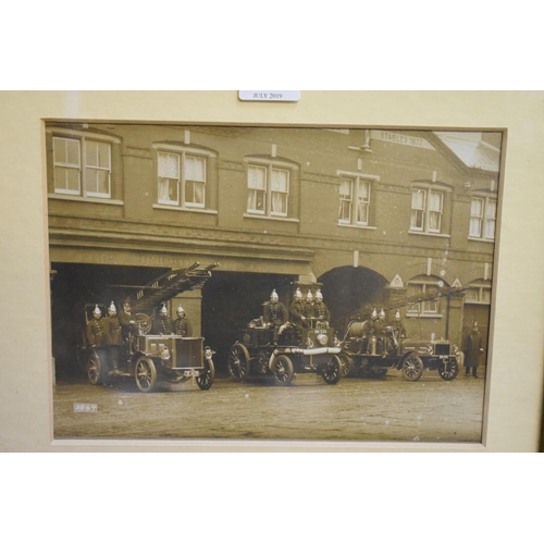 1361 - A black and white photograph of Victorian 'Merryweather Motor Appliances at Portsmouth', 17.5 x 23.5... 