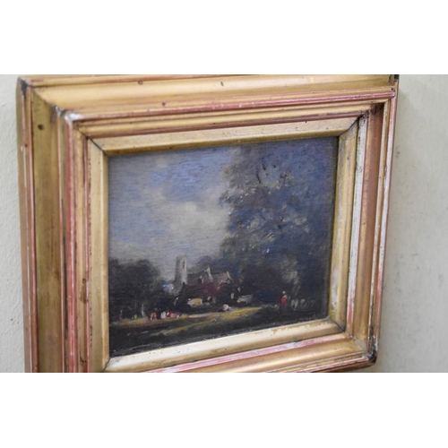 1412 - Manner of John Constable, rural scenes, a pair, oil on board, 10 x 13cm.