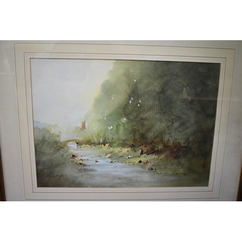 1417 - Bernard Banks, figures by a river, signed, watercolour and bodycolour, 47 x 66.5cm; together with tw... 