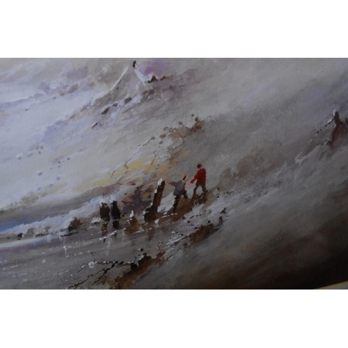 1417 - Bernard Banks, figures by a river, signed, watercolour and bodycolour, 47 x 66.5cm; together with tw... 