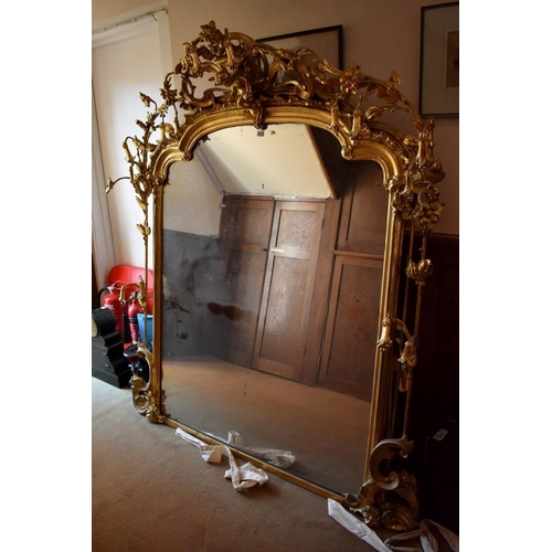 1432 - A very large and impressive 19th century carved gilt framed overmantel mirror, 187.5 x 171cm.... 