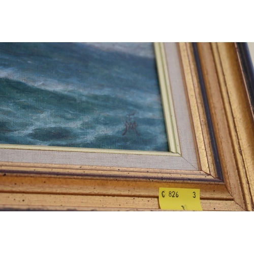 1435 - Frederick William Meyer, sailing boats in choppy seas, a pair, one monogrammed, oil on canvas, 39.5 ... 