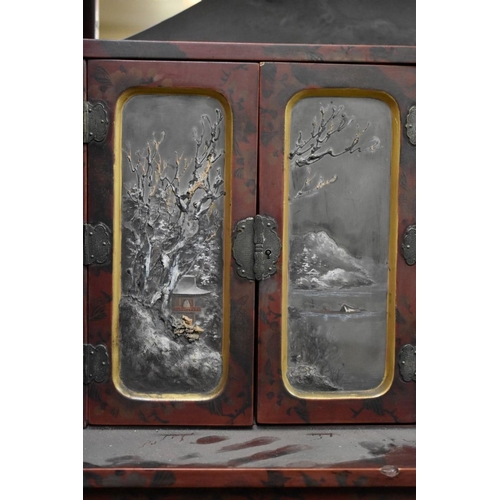 1441 - A late 19th century Japanese lacquer hall stand or cabinet, 67cm wide.