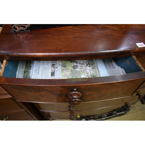 1442 - A 19th century mahogany bowfront chest of drawers, 107.5cm wide.