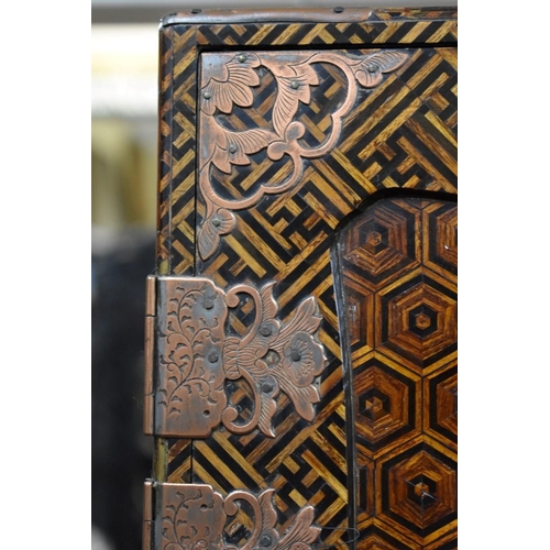 1443 - A good 19th century Japanese parquetry table cabinet, 62 x 54cm.