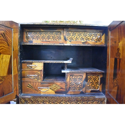 1443 - A good 19th century Japanese parquetry table cabinet, 62 x 54cm.